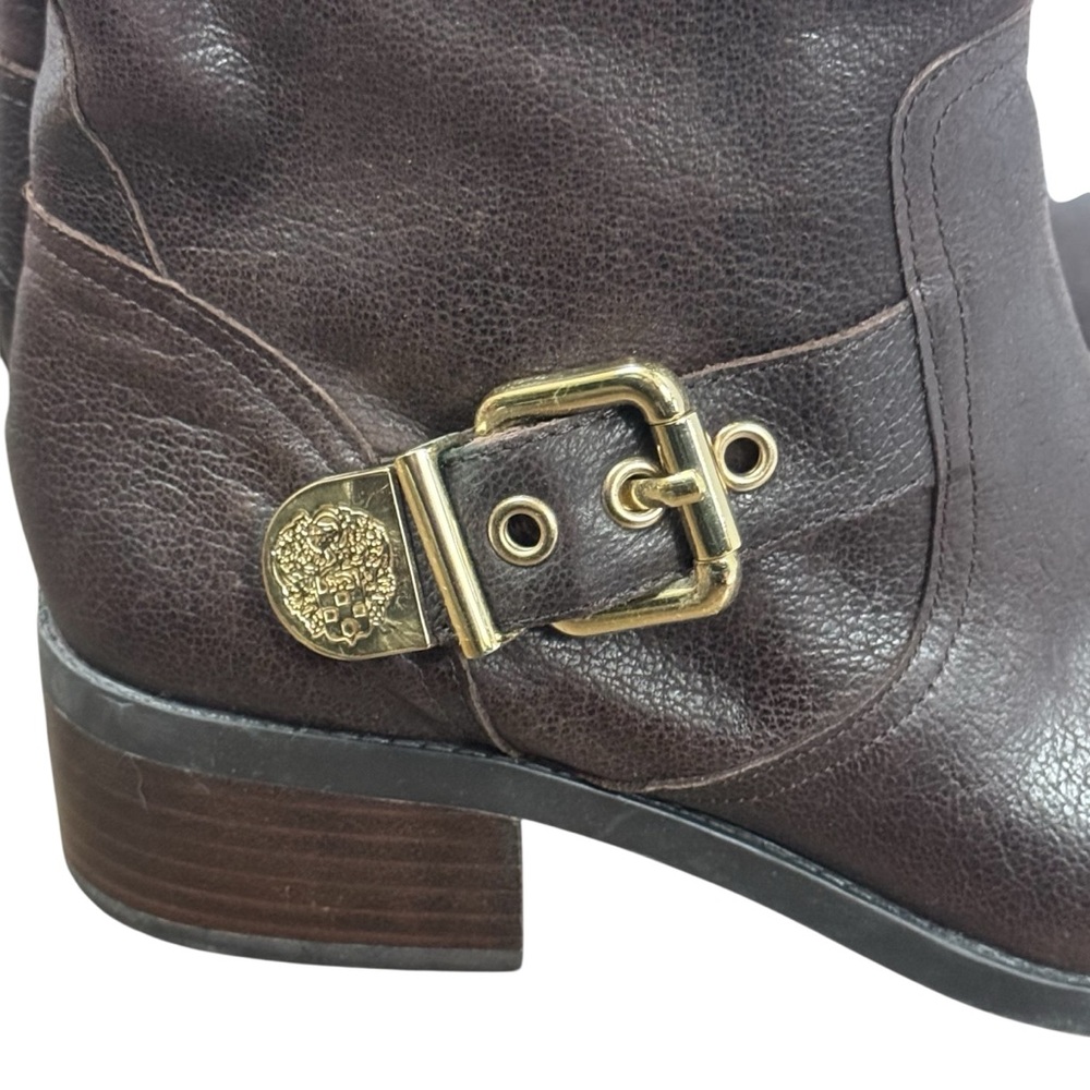 Vince Camuto Dark Brown Heeled Boots with Gold Accents - Picture 5 of 7